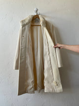 Vintage Albert Nipon White Wool & Faux Fur Collar Coat M