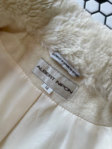 Vintage Albert Nipon White Wool & Faux Fur Collar Coat M