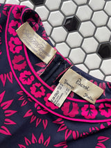 Vintage 1960s Bessi Italian Designer Navy & Hot Pink Silk Jersey Dress M - We Thieves