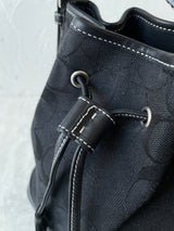 Vintage Coach Signature Black Logo Jacquard Bucket Bag - We Thieves