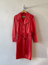 Vintage 1970s Leda Spain Red Leather Trench S - We Thieves