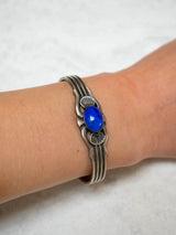 Vintage Antique Native American Sterling Silver Cuff with Lapis Setting - We Thieves