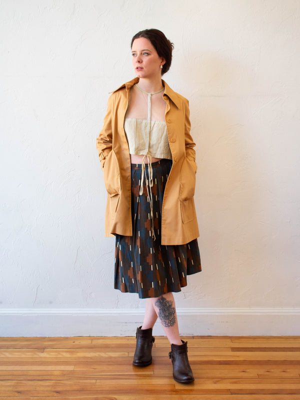 Vintage 1950s Brown Cotton Canvas Blocked Skirt S - We Thieves