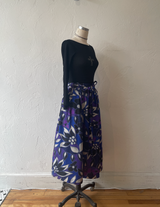 Vintage Skirt Purple Macro Print Silk Satin Skirt M - We Thieves