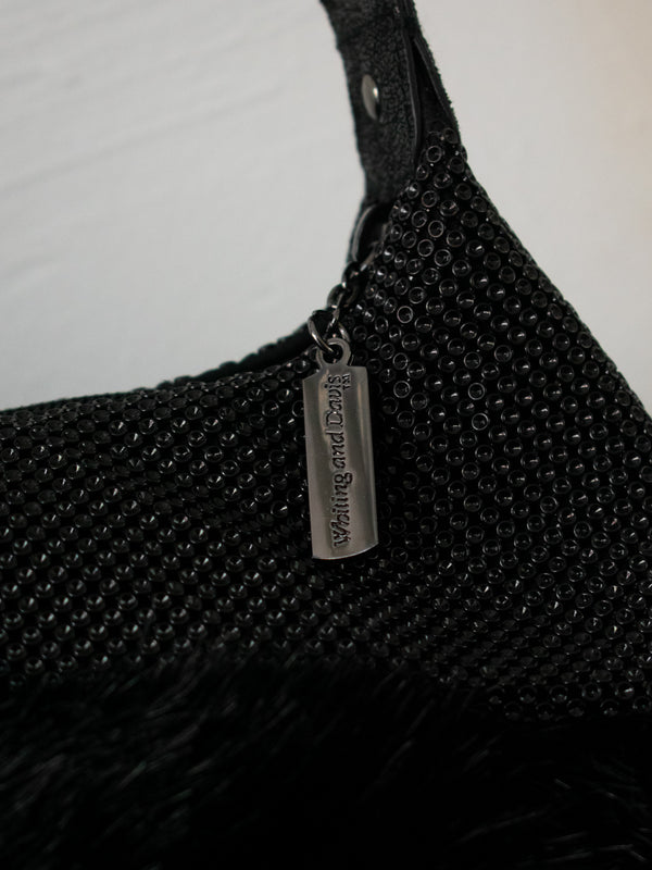 Vintage Whiting & Davis Handbag Black Faux Fur Handbag with Metal Mesh - We Thieves