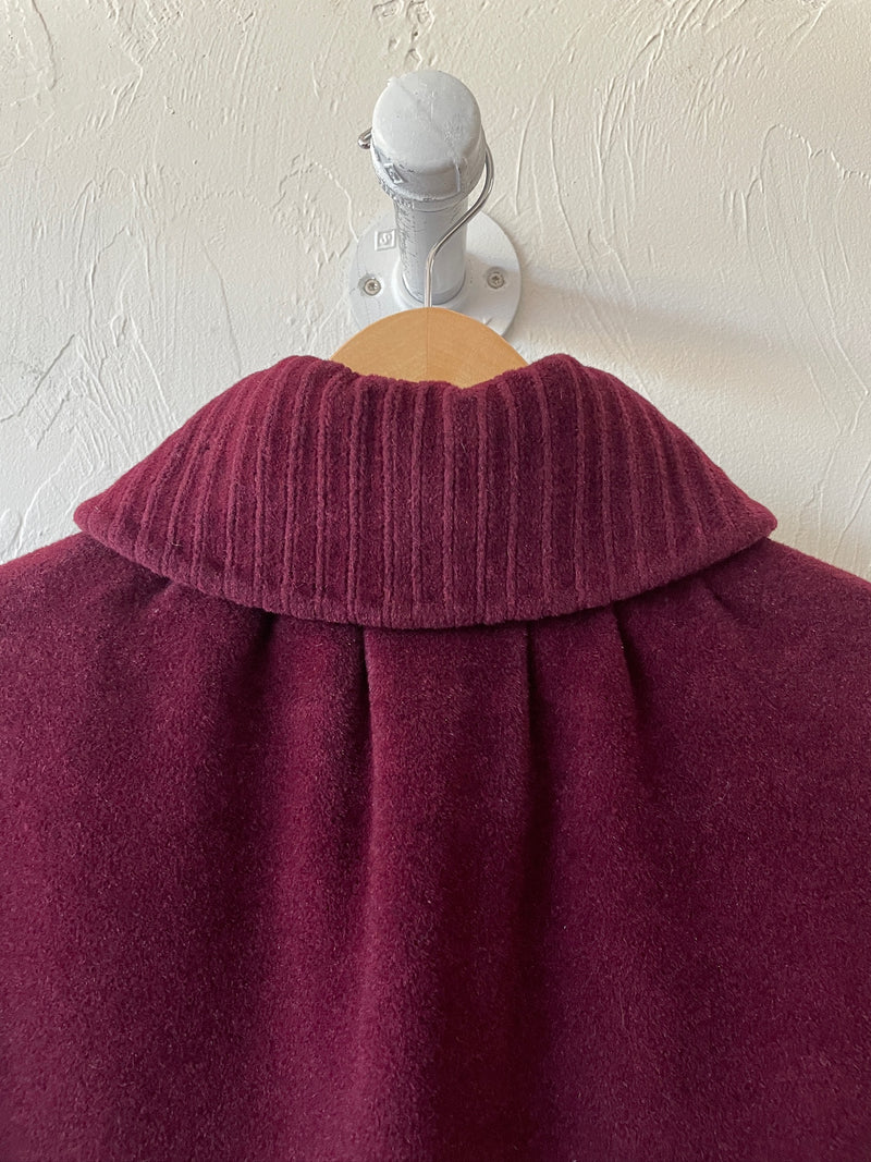 Vintage 50s Lilli Ann Burgundy French Wool Coat L