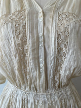 Vintage Antique Couture Linen + Lace Occasional Maxi Dress S/M - We Thieves