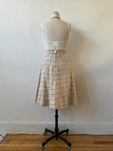 Vintage 60s Lilli Ann Windowpane Tweed Wool A-Line Skirt M