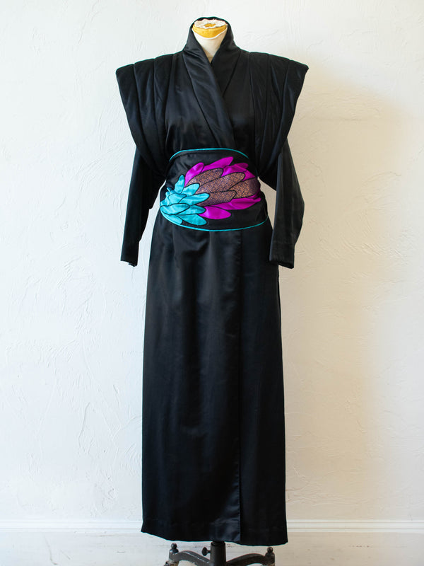 Vintage 1980s Natori Black Kimono Inspired Robe M/L - We Thieves