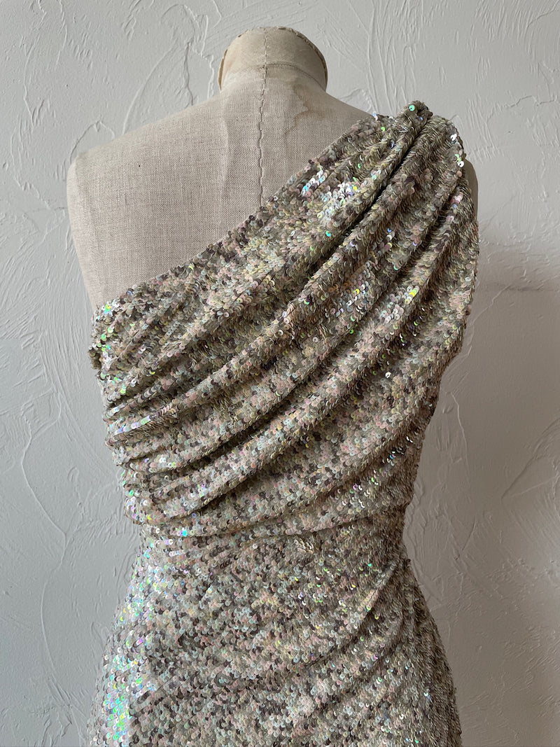 anant ambani wedding dress gold Vintage Y2K All Saints Sequin One-Shoulder Mini Dress XXS