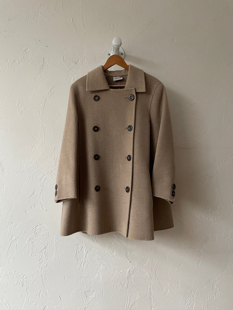Vintage Akris Beige Cashmere A-Line Car Coat S