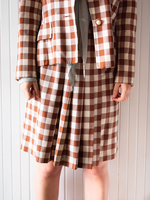 Vintage 1980s Oscar de la Renta Coordinate Gingham Skirt M - We Thieves