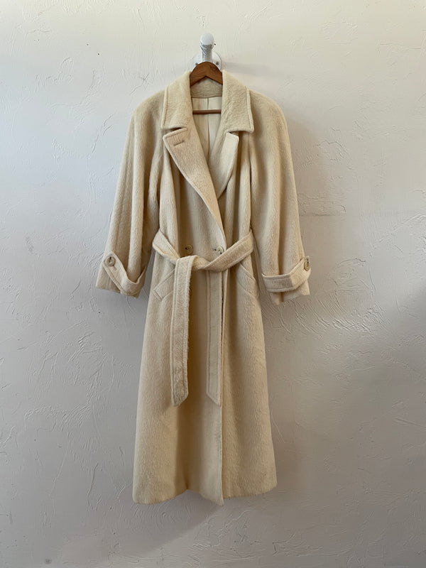 Vintage 1960s Wool Cream Double-Breasted Tailored Coat M - We Thieves