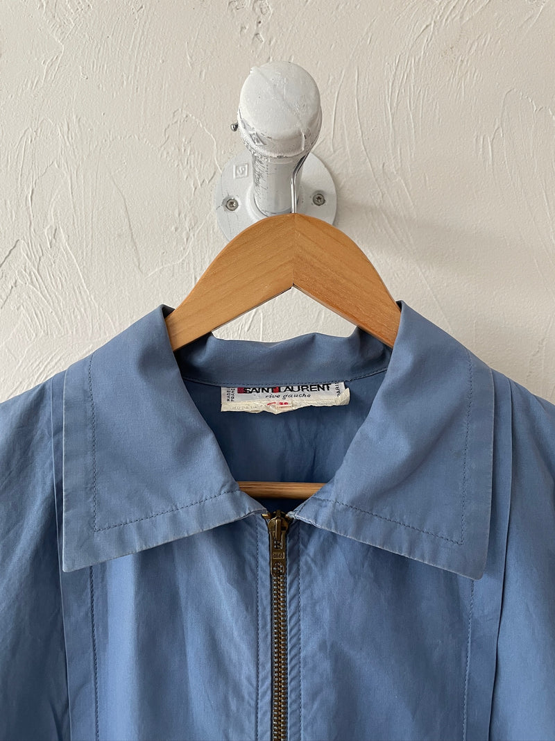 Vintage 80s Yves Saint Laurent Rive Gauche Lightweight Blue Jacket Jacket M (AS-IS)