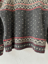 Vintage Ralph Lauren Grey Wool Zippered Skiiers Cardigan Sweater L
