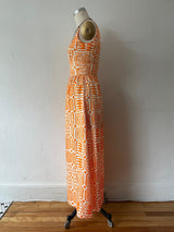 Vintage 70s Empire Waist Orange Print Maxi Dress S - We Thieves