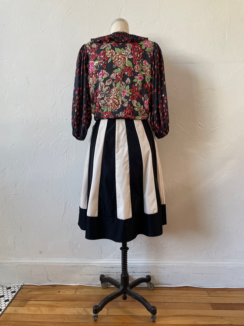 Vintage Diane Freis Roses & Polka Dots Novelty Blouse M - We Thieves