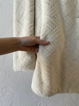 Vintage Jacques St Laurent White Faux-Fur Herringbone Pattern Coat M