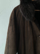 Vintage 80s Werner Christ German Leather Suede & Fox Fur Winter Coat M - We Thieves