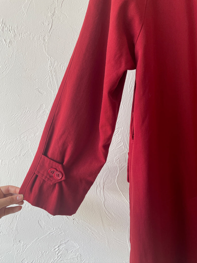 Vintage Burberry Red Wool Gabardine Car Coat/Trenchcoat S AS-IS - We Thieves