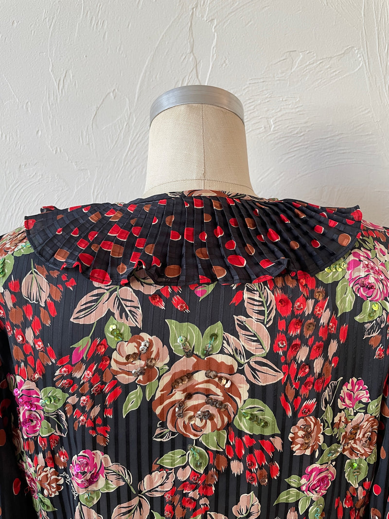 Vintage Diane Freis Roses & Polka Dots Novelty Blouse M - We Thieves