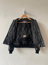 Vintage Polaris Black Leather Racing Jacket with Quilted Lining S