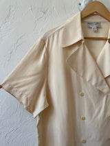 Vintage Emanuel Ungaro Cream Silk Double Breasted Blouse L - We Thieves