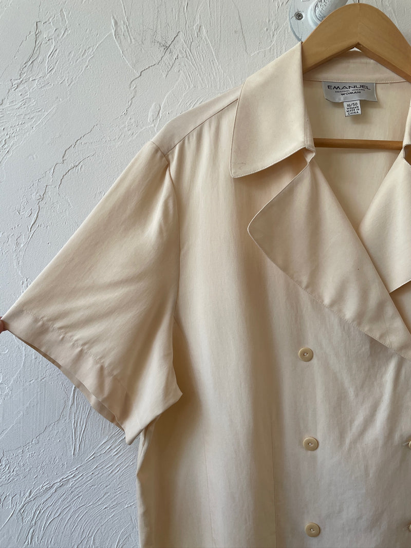 Vintage Emanuel Ungaro Cream Silk Double Breasted Blouse L - We Thieves