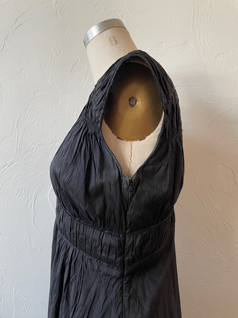 Vintage Calypso Black Silk Midi A-line Dress S - We Thieves