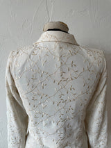 Vintage Nicole Miller Embroidered Vines Cream Cropped Jacket/Blazer XS - We Thieves
