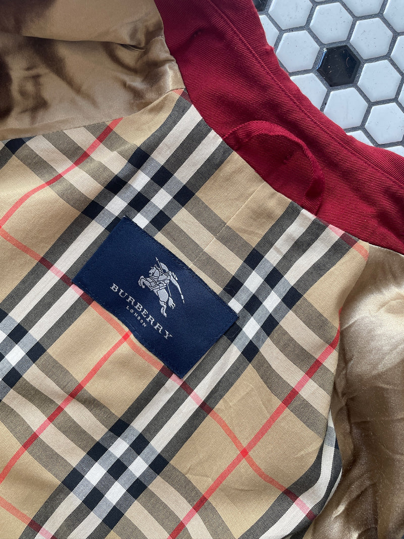 Vintage Burberry Red Wool Gabardine Car Coat/Trenchcoat S AS-IS - We Thieves