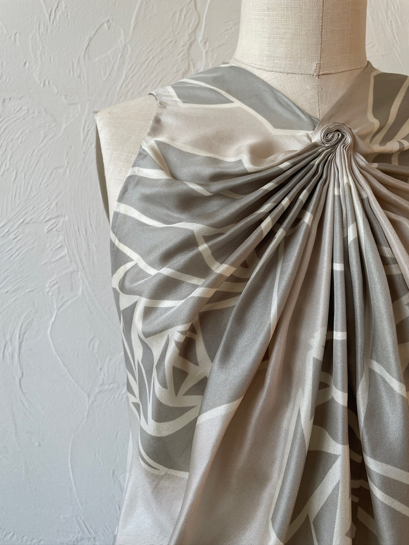 Vintage Robert Rodriguez Grey Silk Twisted Rose Top S/M - We Thieves