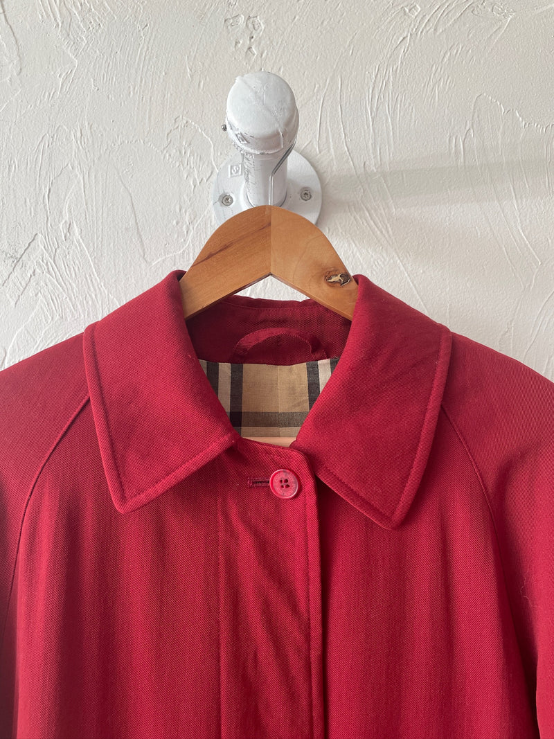 Vintage Burberry Red Wool Gabardine Car Coat/Trenchcoat S AS-IS - We Thieves