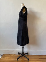 Vintage Calypso Black Silk Midi A-line Dress S - We Thieves