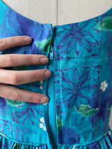 Vintage 60s Hawaiian Kalama Sportswear Blue/Green Fit+Flare Dress S/M - We Thieves