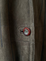 Vintage 80s Werner Christ German Leather Suede & Fox Fur Winter Coat M - We Thieves