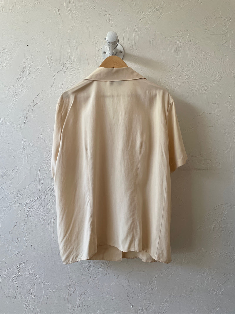 Vintage Emanuel Ungaro Cream Silk Double Breasted Blouse L - We Thieves