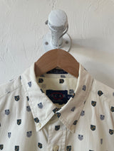 Vintage Oscar de la Renta White Crest Print Button Down M - We Thieves