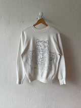 Vintage 70s/80s Three Tigers White Graphic Crewneck Sweatshirt S - We Thieves