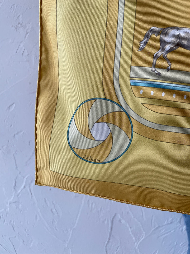 Vintage Hermes Yellow Sequences Silk Scarf
