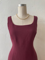 Vintage Armani Wine Red Wool Bodycon Midi Dress L - We Thieves