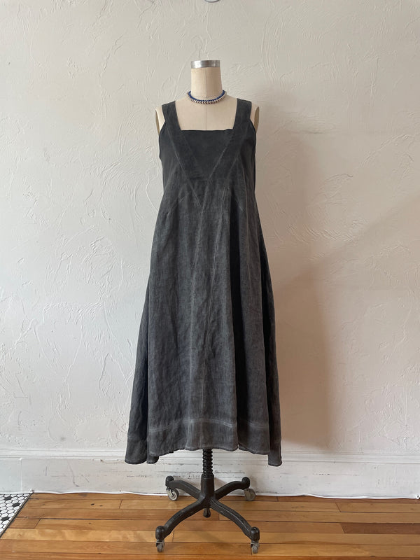 Vintage Elliott Lauren Linen Faded Grey Maxi Dress M - We Thieves
