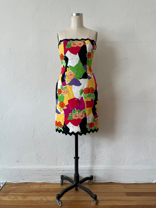 Vintage Victor Costa Floral Strapless Dress + Bolero Coordinate S/M - We Thieves