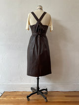 Vintage 1980s Will Ettno Cross Back Leather Dress Brown M
