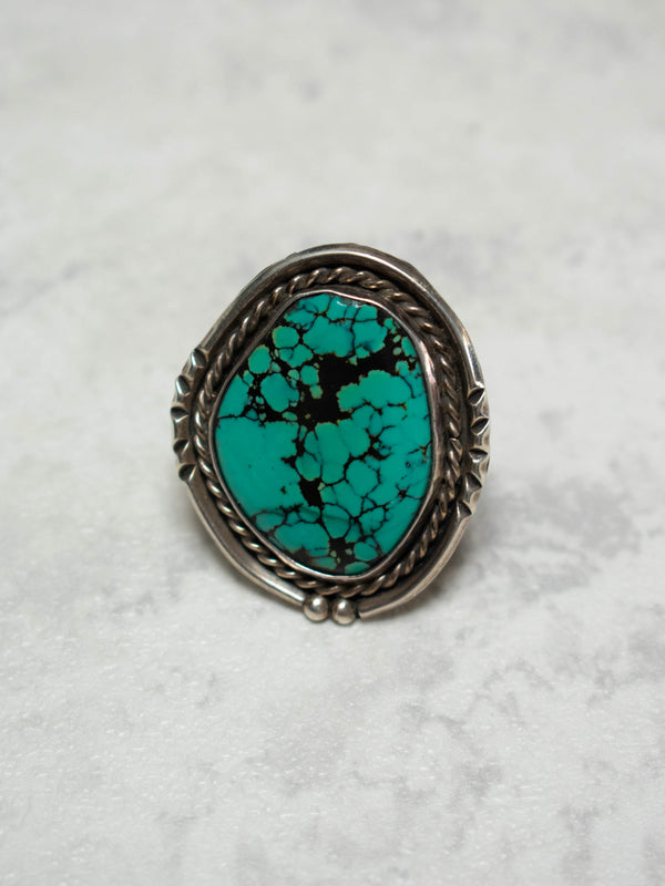 Vintage Antique Navajo Sterling Silver + Organic Turquoise Ring Size 10 - We Thieves