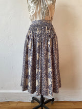 Vintage 1980s Chloe Pomegranate Print Midi Skirt with Shirring Details XS/S - We Thieves