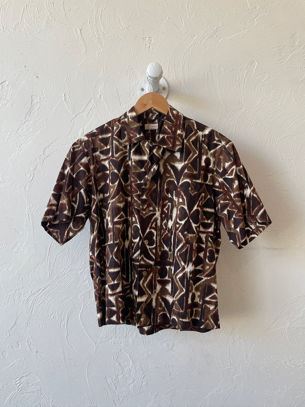 Vintage 1960s Brown Lau Hale Short Sleeve Hawaiian Shirt S/M - We Thieves