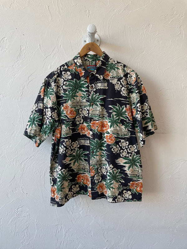 Vintage Reyn Spooner Palms + Flowers Hawaiian Shirt L - We Thieves