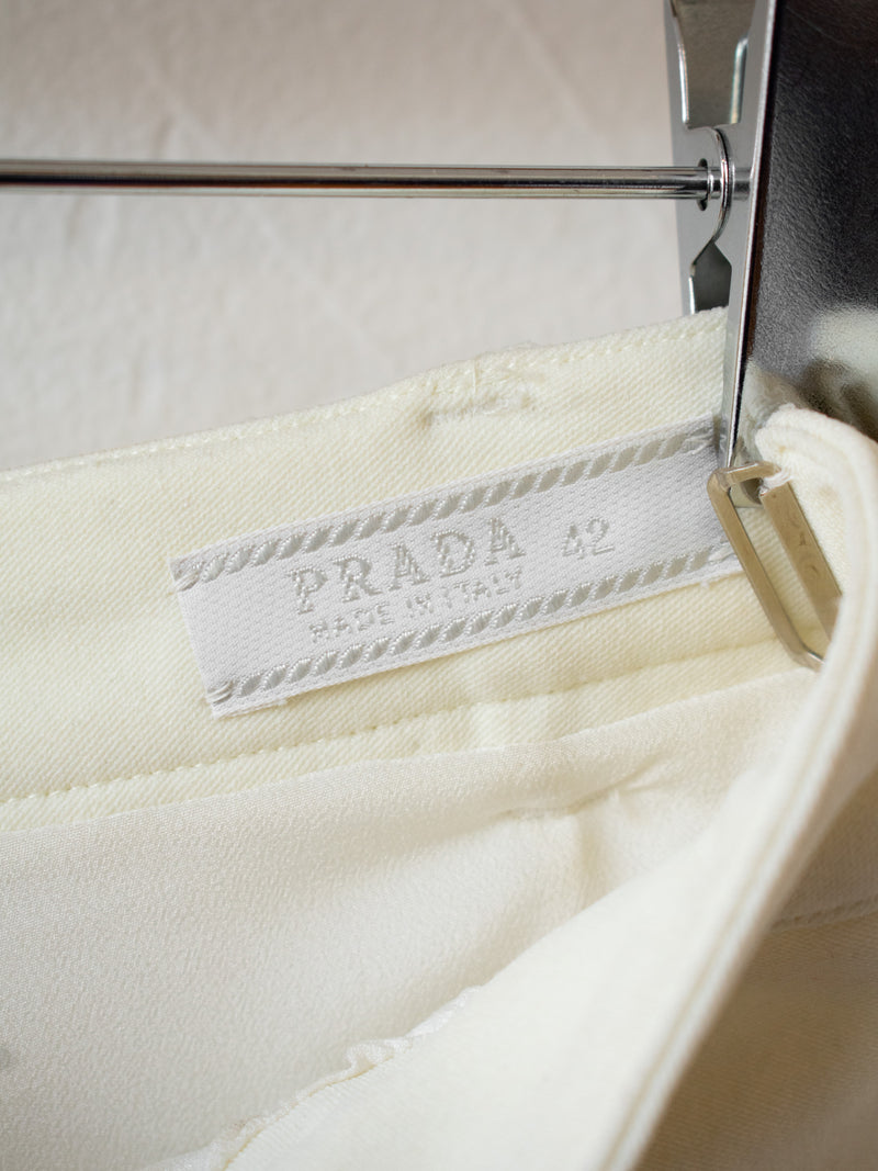 Vintage Prada Neoprene Structured White A-Line Skirt M - We Thieves