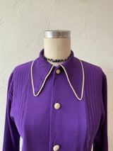 Vintage 1960/70s Purple Rayon Knit Blouse S